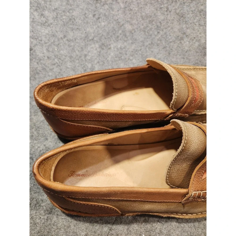 Tommy Bahama Shoes Mens Size 13 Brown Leather Slip On Loafers Casual Comfort